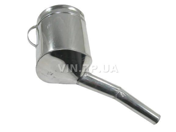 Лейка топливная 1.5л, носик d 25мм с изгибм ВИДЕКС бензин, дизель, с сеткой-фильтром, оцинкованная Д-3 7