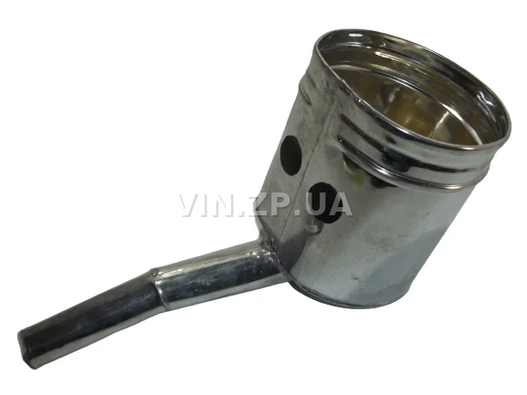 Лейка топливная 1.5л, носик d 25мм с изгибм ВИДЕКС бензин, дизель, с сеткой-фильтром, оцинкованная Д-3