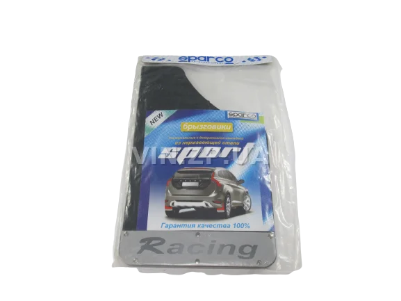 Брызговики SPARCO 360 х 220мм универсальные, нержавеющая накладка "RACING", к-кт 2шт, мягкий капрон 2