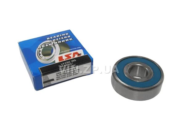 Подшипник генератора LSA ВАЗ 2101, 2102, 2103, 2104, 2105, 2106, 2107, 2121, 2108, 2109, 21099,Таврия 1102, 1103, 1105, передний большой 6302 2RS
