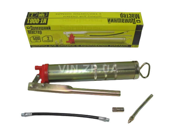 Шприц для смазки INTERTOOL "Домашний Мастер",  0,5 л, со шлангом и насадкой