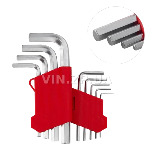 Набор ключей шестигранных INTERTOOL 9шт, короткие 1.5-10мм, CrV 2