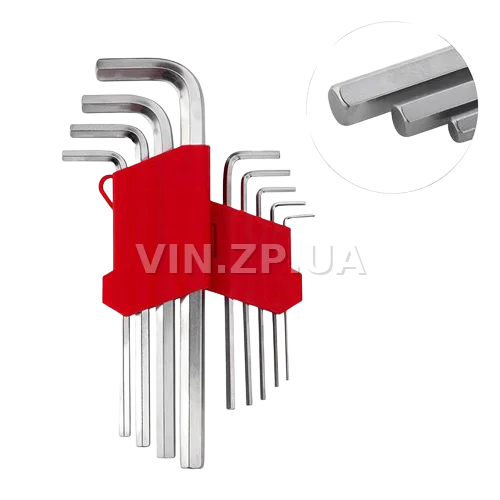 Набор ключей шестигранных INTERTOOL 9шт, середние 1.5-10мм, CrV 2