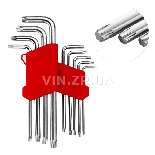 Набор ключей torx "звёздочка" INTERTOOL 9шт, средние, Т10-Т50, CrV 2