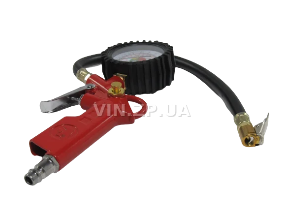 Пистолет подкачки шин INTERTOOL пневматический с манометром, до 10 Атм шланг 37 см 2