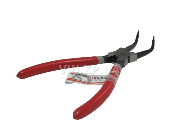 Щипцы снятия установки стопорных колец INTERTOOL 180 мм, изогнутые на сжатие 2