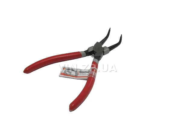 Щипцы снятия установки стопорных колец INTERTOOL 180 мм, изогнутые на сжатие