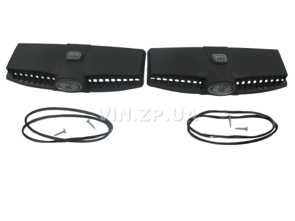 Дефлектор воздухозаборника капота ВАЗ 2101, 2102, 2103, 2106 BAGIS серебристый значок, к-кт 2шт