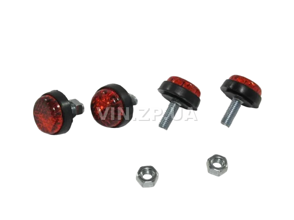 Болт номерного знака со светоотражателем, красный ELEGANT М 4 х 15 х 1.25, к-кт 4шт 2