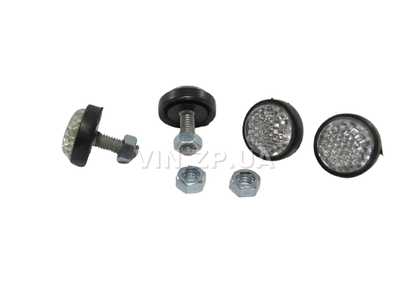 Болт номерного знака со светоотражателем, белый ELEGANT М 4 х 15 х 1.25, к-кт 4шт 4