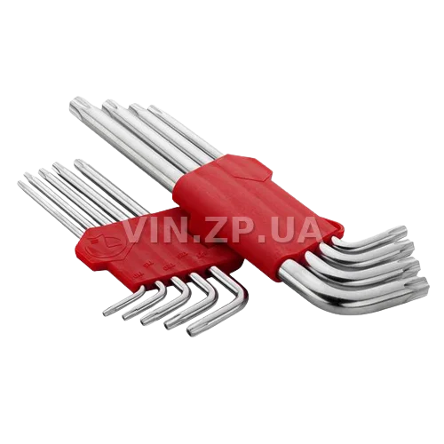 Набор ключей torx "звёздочка" INTERTOOL 9шт, длинные, Т10-Т50, CrV 3