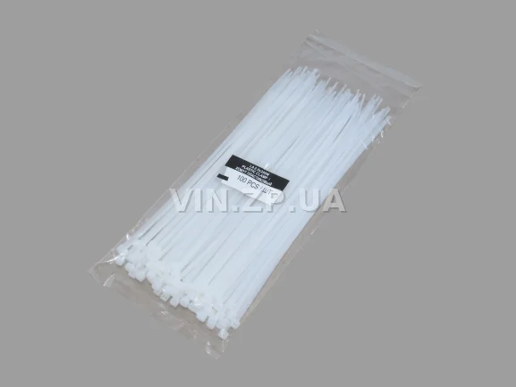 Хомут стяжка кабельная 200 х 2.5 мм белый LSA комплект 100шт, пластик 1
