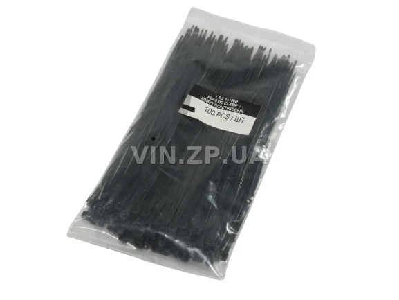 Хомут стяжка кабельная 150 х 2.5 мм чёрный LSA комплект 100шт, пластик 1