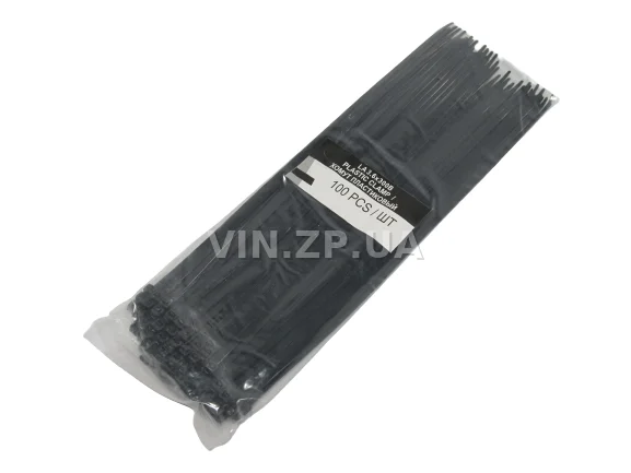 Хомут стяжка кабельная 300 х 3.6 мм чёрный LSA комплект 100шт, пластик 1