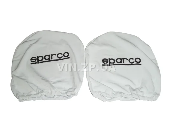 Чехлы на подголовники VRN белые "SPARCO", комплект 2 шт