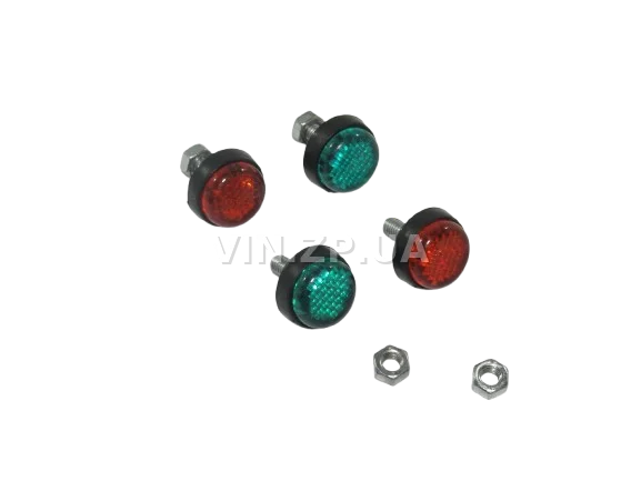 Болт номерного знака со светоотражателем, красный+зелёный ELEGANT М 4 х 15 х 1.25, к-кт 4шт 4