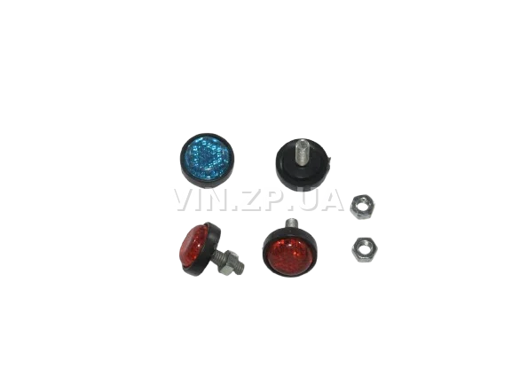 Болт номерного знака со светоотражателем, красный+синий ELEGANT М 4 х 15 х 1.25, к-кт 4шт 3