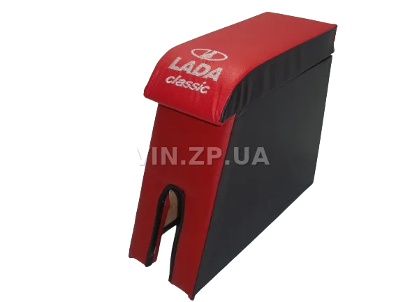 Подлокотник органайзер VRN ВАЗ 2104, 2105, 2107, черно-красный с вышивкой "Lada Classic"