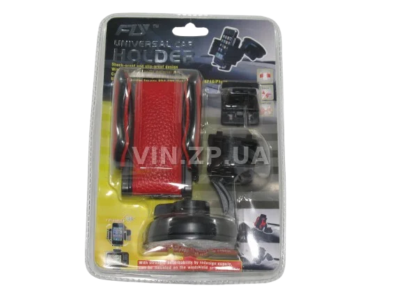 Автодержатель телефона на присоске FLY поворотный кронштейн, разжим до 92 мм, чёрно-красный 2