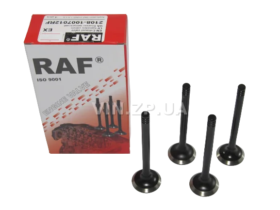 Клапан RAF ВАЗ 2108, 2109, 21099, 2110, 8 клап двиг 1.3-1.5л, ГАЗ двиг ЗМЗ-406, комплект выпуск 4 шт 2