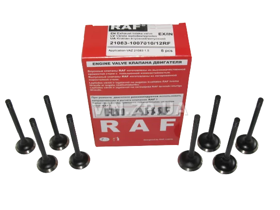 Клапан RAF ВАЗ 2108, 2109, 21099, 2110, 8 клап двиг 1.5л., ГАЗ двиг МЗ-406,  комплект впуск-выпуск 8 штук 2