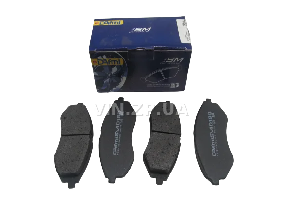 Передние тормозные колодки DAfmi Авео 1.4, 1.5, 1.6, к-кт 4 штуки, серия Semi Metallic, OEM 96534653