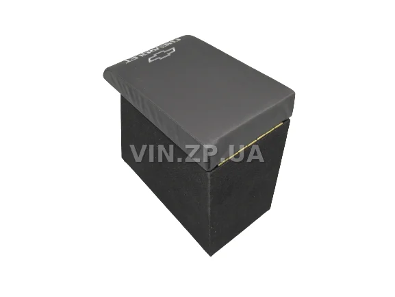 Подлокотник органайзер VRN Шевроле Авео Т 200, Т 250, черно-серый с вышивкой "Chevrolet Aveo" 4