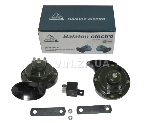 Сигнал звуковой BALATON 12V, 2-х контактный,  в комплекте с реле, к-кт 2шт