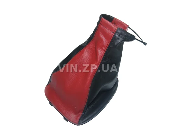 Чехол ручки КПП VRN Ланос, Сенс (DAEWOO LANOS, SENS ) черно-красный эко-кожа