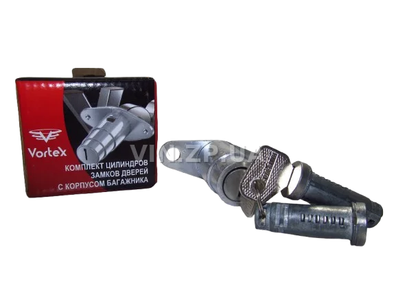 Замок багажника ВАЗ 2101, 21011, с личинками, замок 1шт + личинка 2шт + ключ 2шт VORTEX