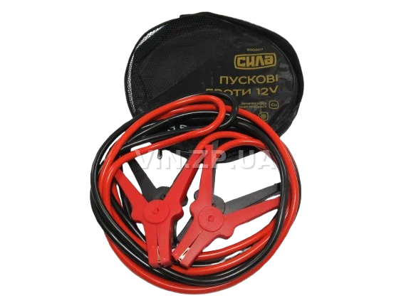 Стартовые провода прикуривания 500A СИЛА 3.5м, комплект 2 шт, клеммы в полной изоляции, сумка