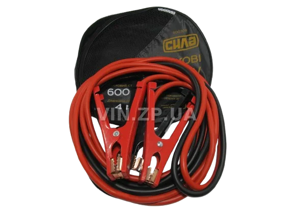 Стартовые провода прикуривания 600A СИЛА 4.0м, комплект 2 шт, клеммы в полной изоляции, сумка