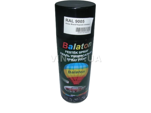 Краска эмаль алкидная черная глянцевая универсальная RAL 9005 BALATON аэрозоль 400 мл