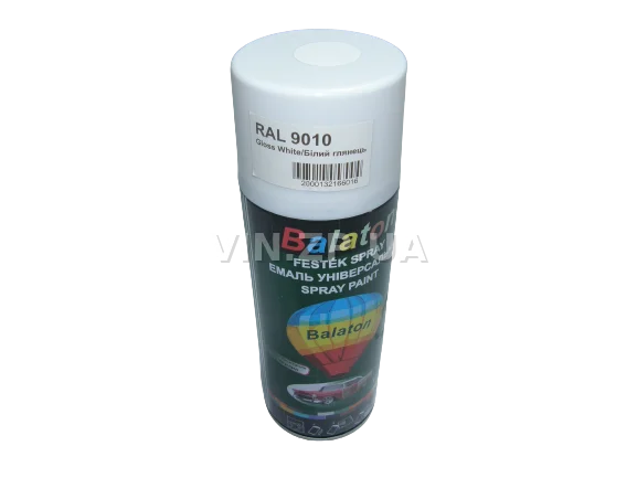 Краска эмаль алкидная белая глянцевая универсальная RAL 9010 BALATON аэрозоль 400 мл