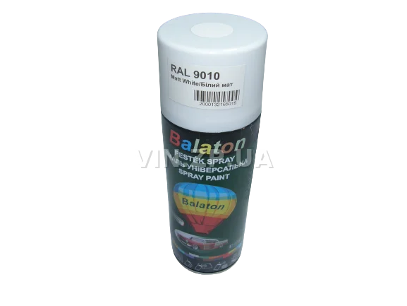 Краска эмаль алкидная белая матовая универсальная RAL 9010 BALATON аэрозоль 400 мл