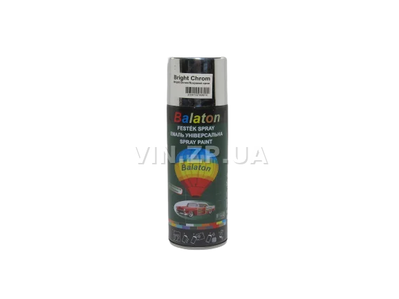 Краска эмаль алкидная серебристый хром универсальная BALATON Bright Chrom, аэрозоль 400 мл 2