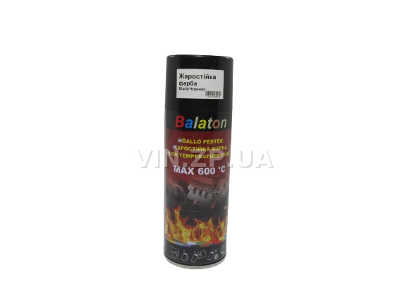 Краска эмаль жаростойкая до +600 С чёрная универсальная BALATON аэрозоль 400 мл 2