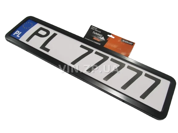 Рамка номера из нержавеющей стали, чёрная ELEGANT