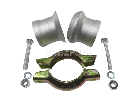 Хомут глушителя с патрубками Ф48-51мм СпецКомплект в сборе с фланцами 2