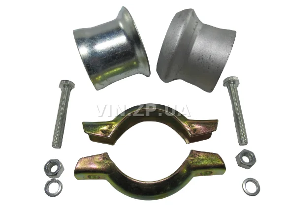 Хомут глушителя с патрубками Ф55-58мм СпецКомплект в сборе с фланцами 2