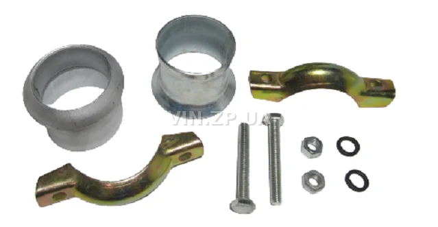 Хомут глушителя с патрубками Ф55-58мм СпецКомплект в сборе с фланцами