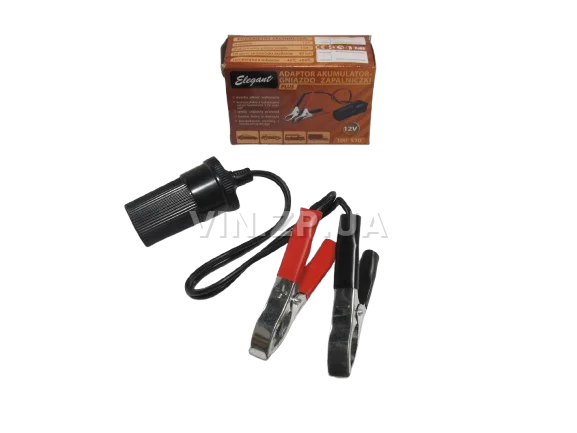 Гнездо переходник прикуривателя ELEGANT 12/ 24 V, 15 Амп, с крокодилами на АКБ
