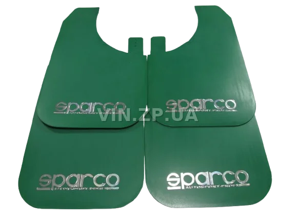 Брызговики SPARCO 430 х 265 мм, универсальные, зеленые, к-кт 4шт, мягкий капрон