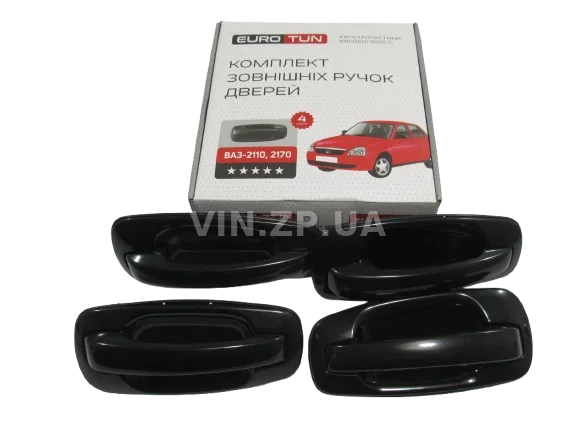 Ручка двери ВАЗ 2110, 2111, 2112, 2170, 2171, 2172, наружная, Евро, к-кт 4шт EURO TUN