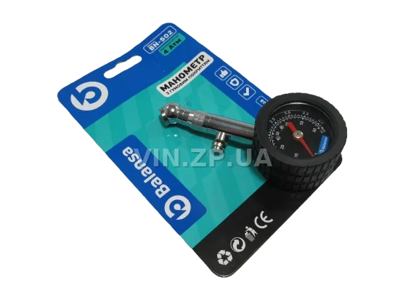 Манометр металлический до 4 Атм BALANSA механический, прорезиненный корпус, в блистере 4