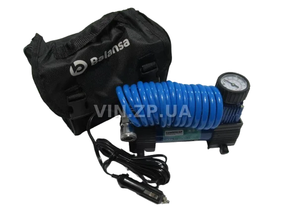 Компрессор автомобильный BALANSA 150 Вт, 10 Атм, 35 л/мин, в прикуриватель, съёмный спиральный шланг до 3м , провод 3м