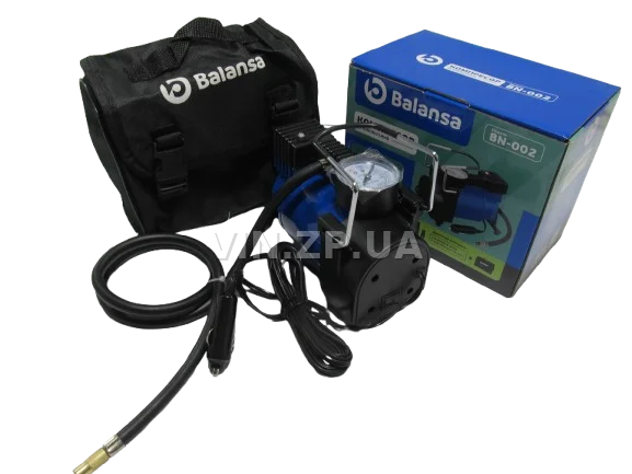 Компрессор автомобильный BALANSA ЛЮКС 150 Вт, 10 Атм, 35 л/мин, в прикуриватель, шланг 1м , провод 3м 4