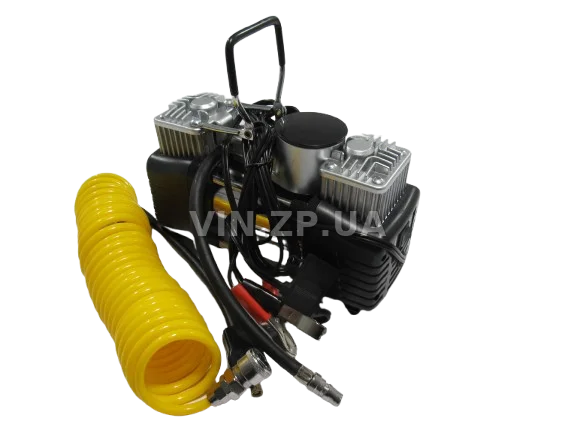 Компрессор автомобильный BALANSA 200 Вт, 2-поршня ,10 Атм, 60 л/мин, зажимы на АКБ, съёмный спиральный.шланг до 5 м, провод 3м 2