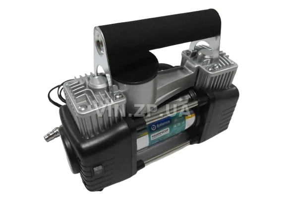 Компрессор автомобильный BALANSA 200 Вт, 2-поршня ,10 Атм, 60 л/мин, зажимы на АКБ, с фонарем,съёмный спиральный.шланг до 5 м, провод 3м 4