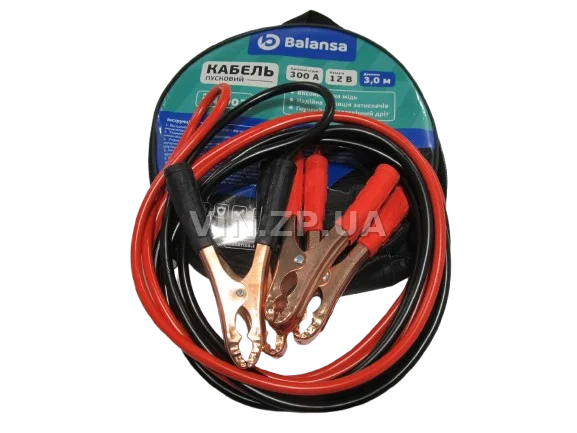 Стартовые провода прикуривания 300A BALANSA 3.0м, комплект 2 шт, сумка